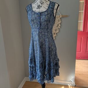 Papillon Blanc Blue Floral Mini Dress